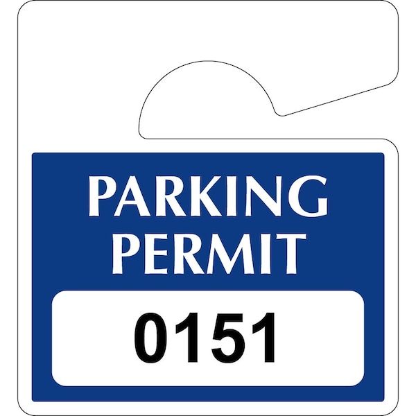 Lustre-Cal Laminated Hanging Parking Permit Dark Blue 3in x 2.75in 30mil Plastic Serialized 151-200, 50PK 253813301Bd0151 - main